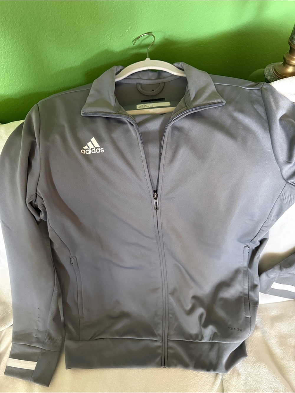 adidas Light Gray Zip-Up Athletic Jacket